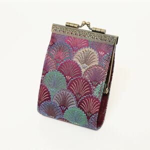 Seashell Pattern RFID Card Wallet | Burgundy